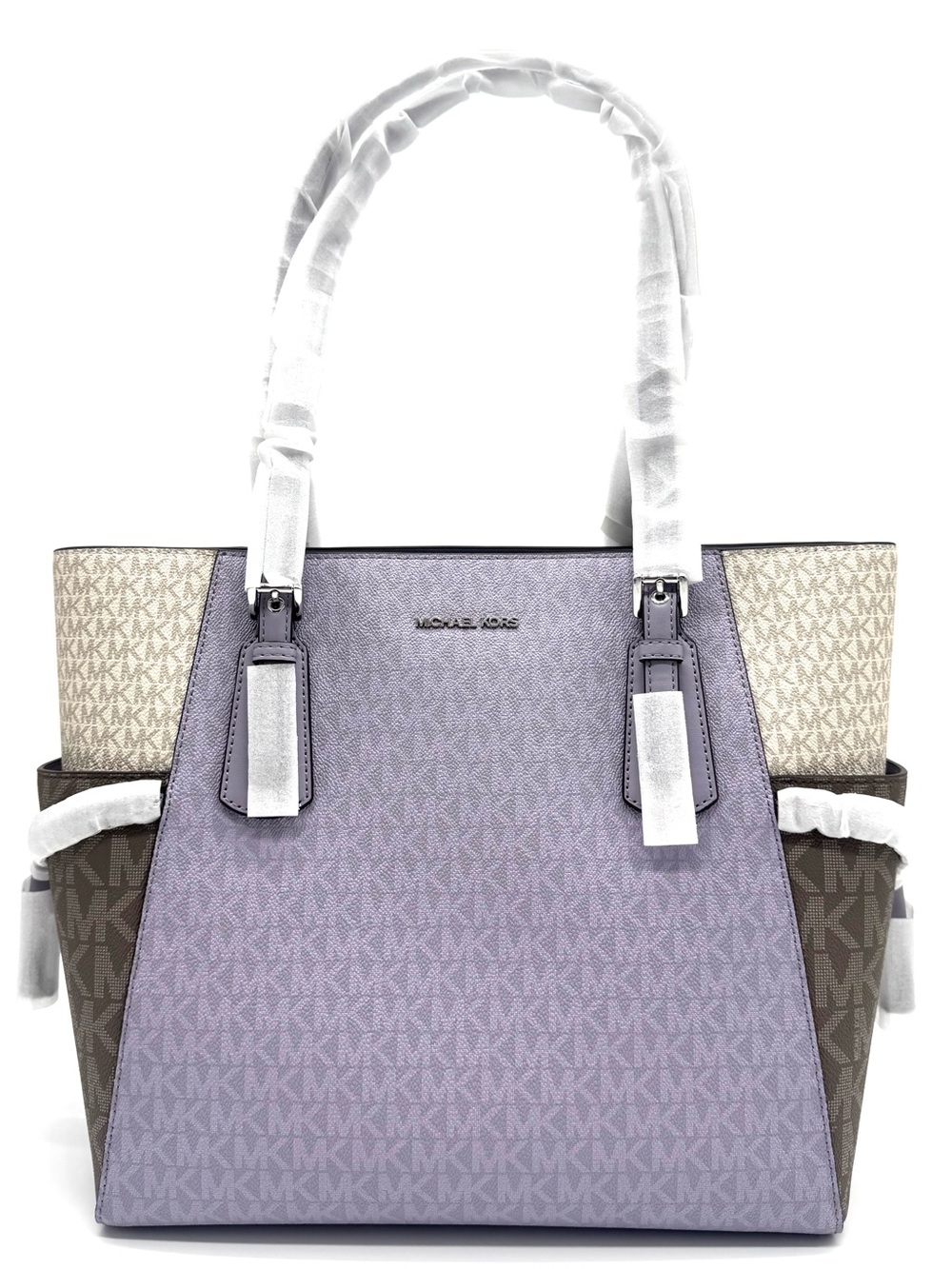 Michael Kors Voyager Large Color-Block Signature Logo Tote Bag - Lilac